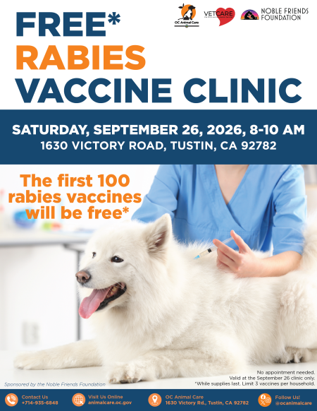 Rabies Vaccination Flyer held on 9.26.26