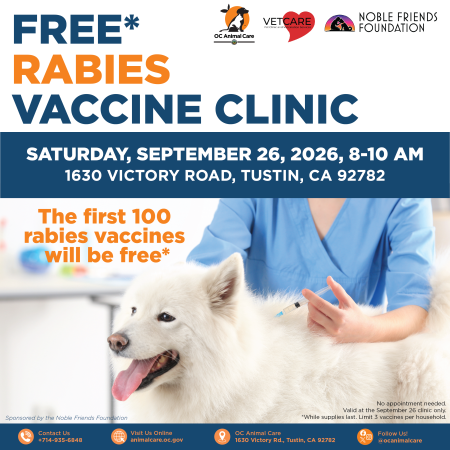 Rabies Vaccination Flyer held on 9.26.26 